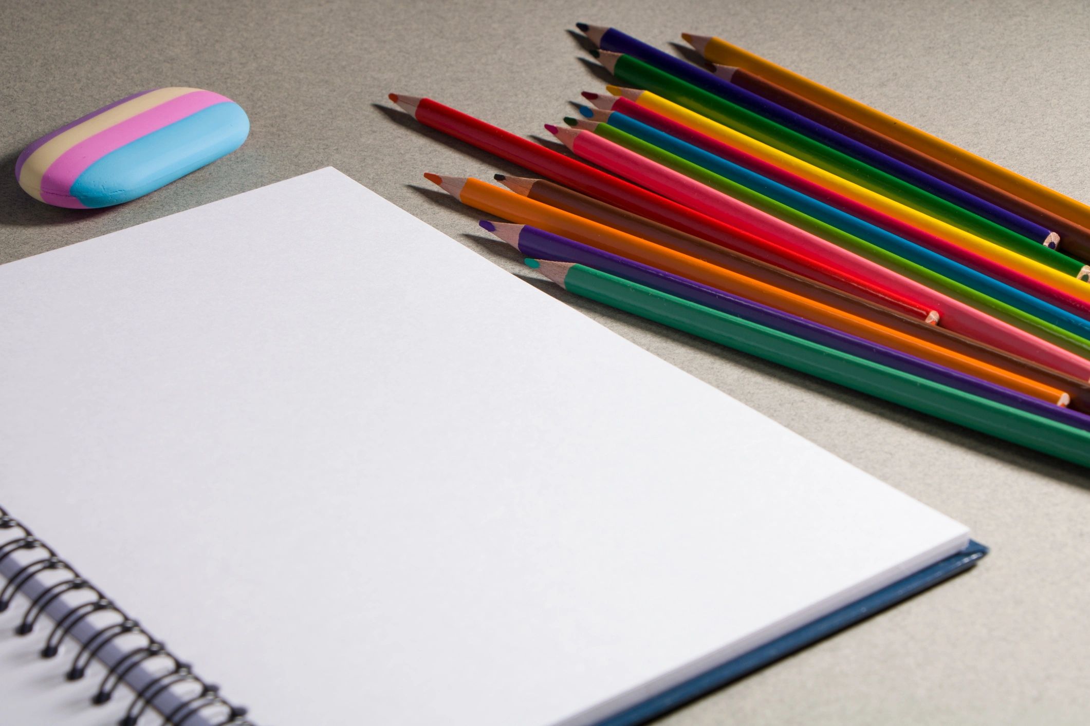 Sketchbook and pencils for mock test practice